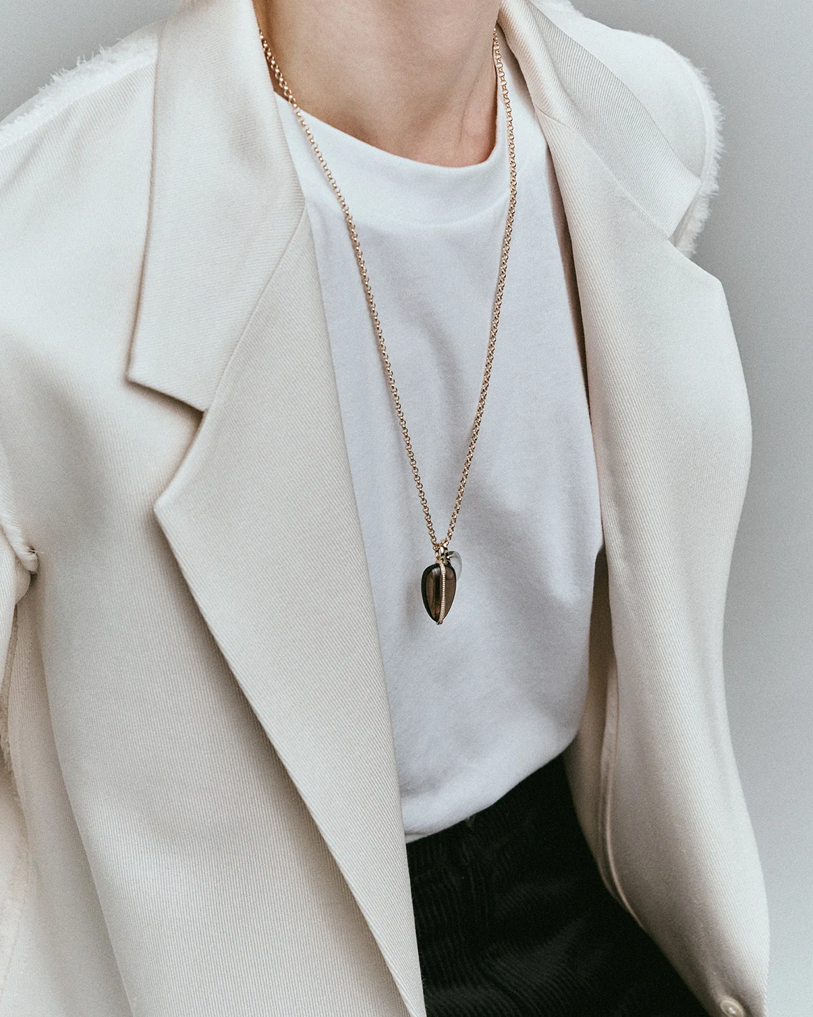 Large Pebble Pendant | Smokey Quartz - Image 3