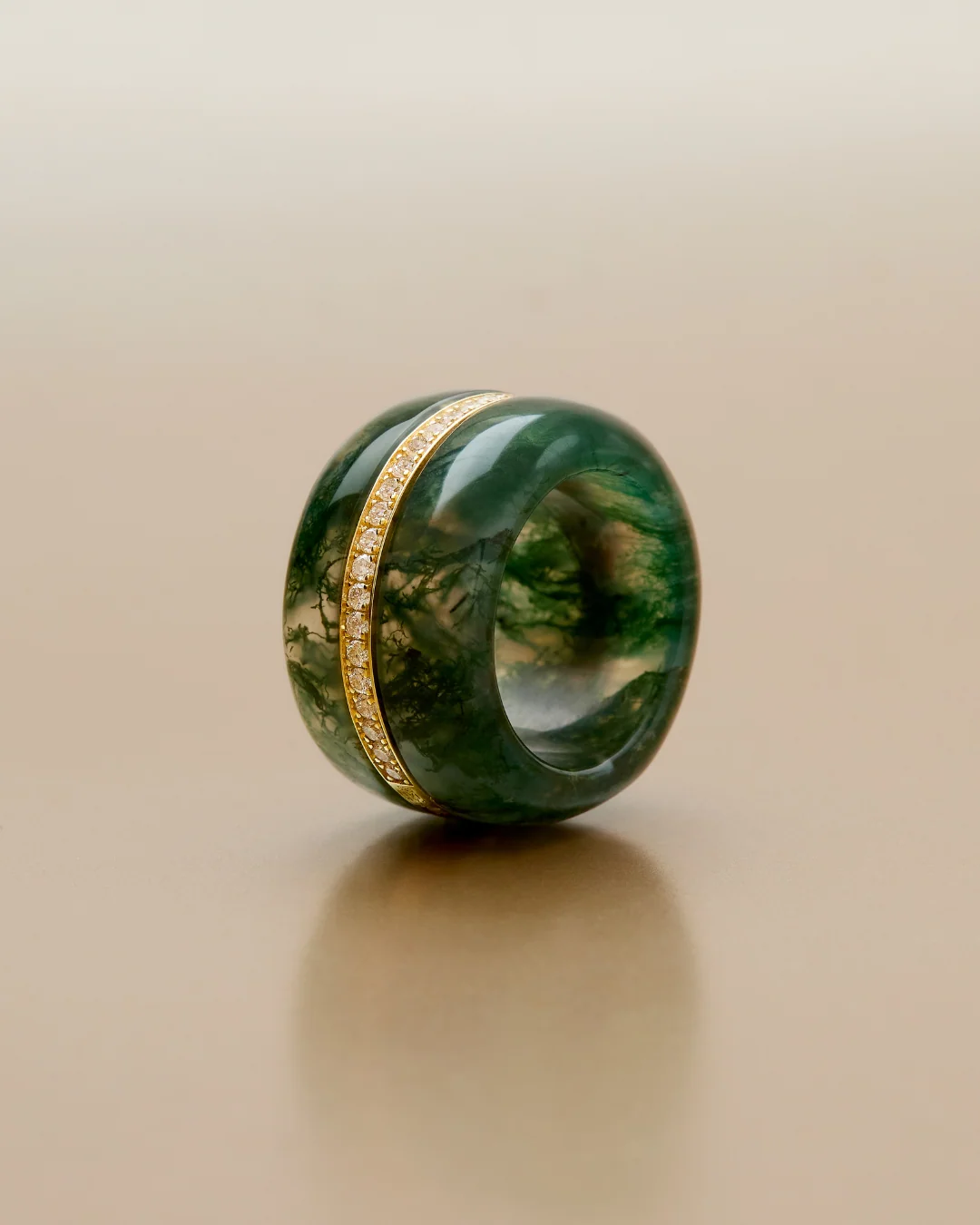 Diamond Pebble Cocktail Ring | Moss Agate - Image 4
