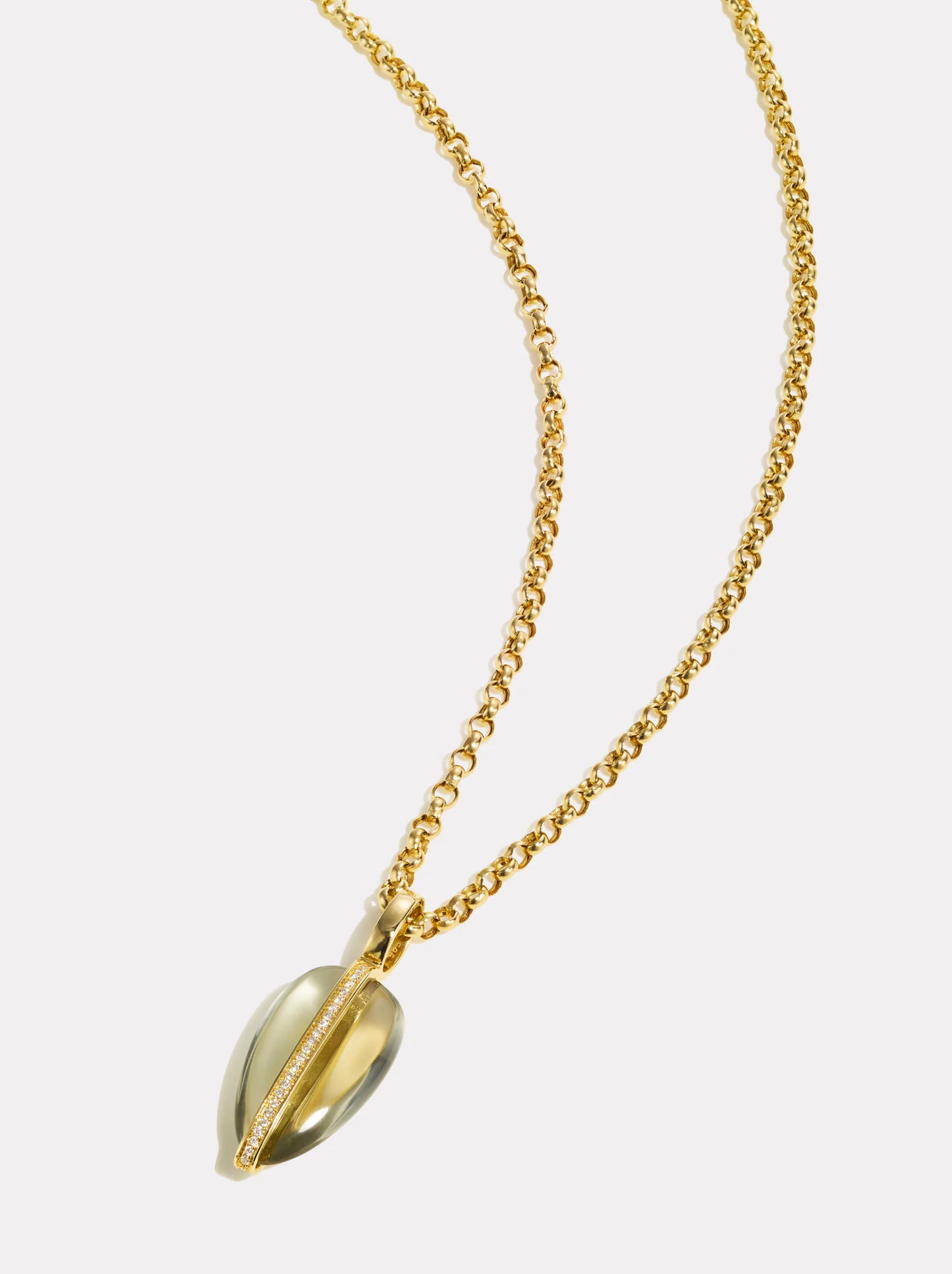 Small Diamond Pebble Pendant | Green Amethyst - Image 3