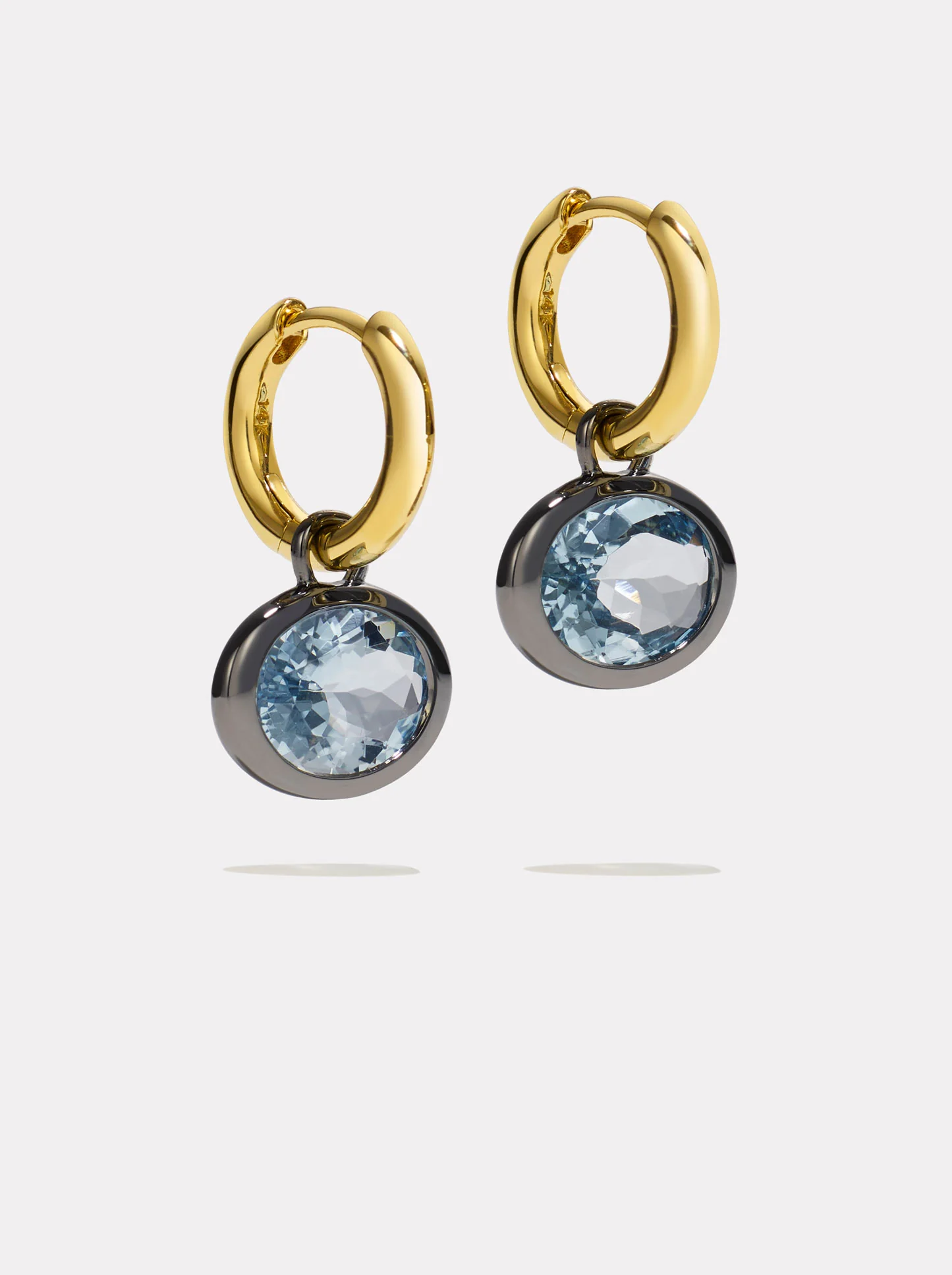 XL Orbit Hoops - Aquamarine & Black Rhodium - Image 3