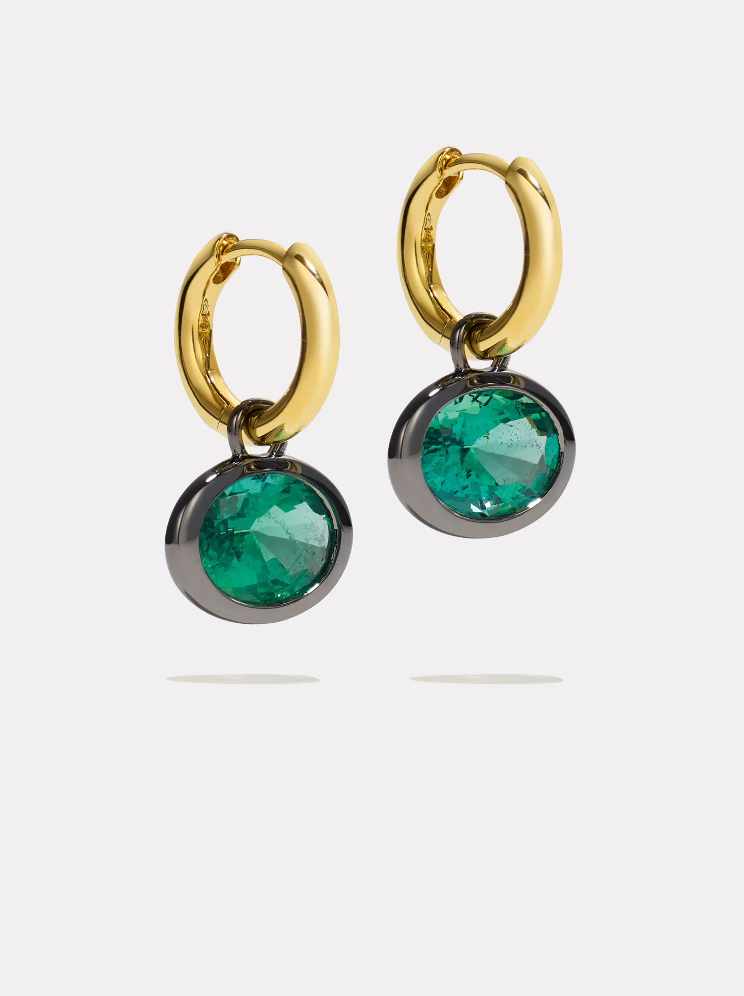 XL Orbit Hoops - Emerald & Black Rhodium - Image 3