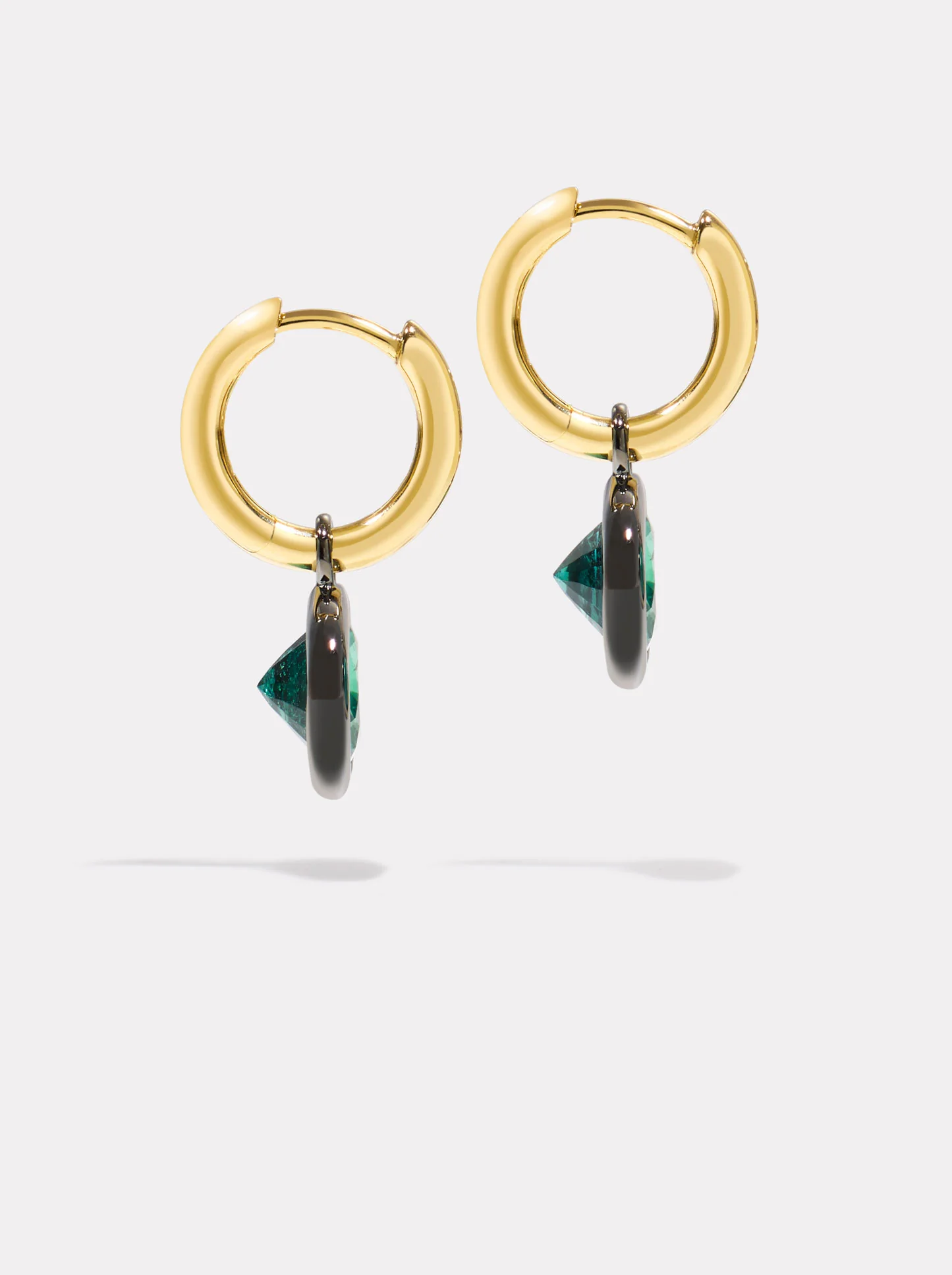 XL Orbit Hoops - Emerald & Black Rhodium - Image 4